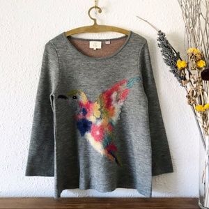 Anthropologie Starla Hoffman Bird Fly Away Sweater